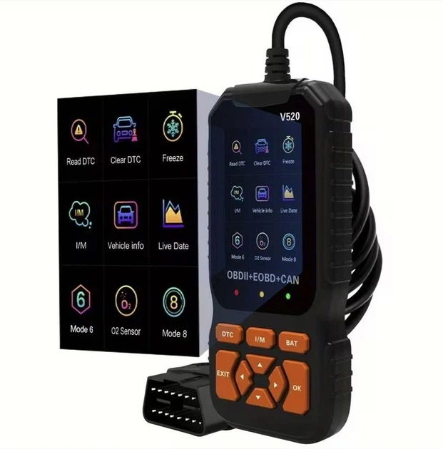 Автомобільний діагностичний OBD2/EOBD/CAN сканер V520 - професійний універсальний сканер помилок двигуна - изображение 6