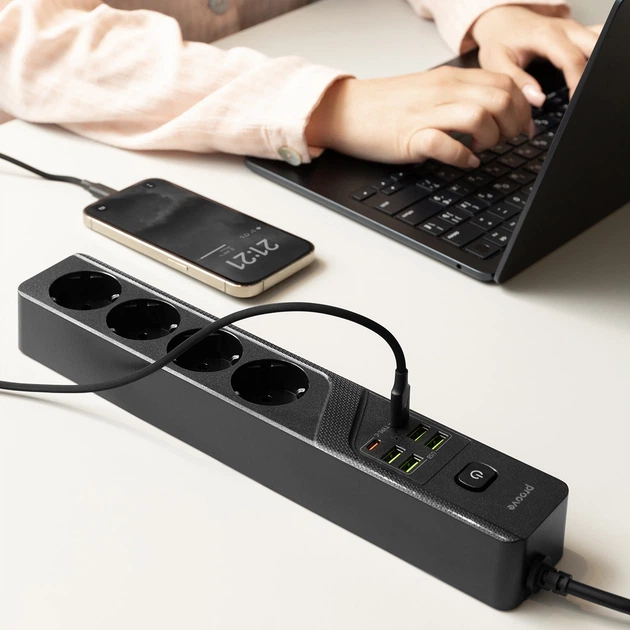 Сетевой фильтр Proove Power Strip P-04 (4 розетки + 4 USB + 2 Type-C) 3 м (639480001) - изображение 7