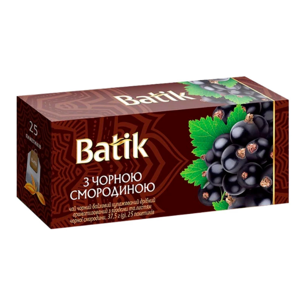 Чай черный Batik з черной смородиной 25 пакетиков х 1.5г - Фото 1 Чай черный Batik з черной смородиной 25 пакетиков х 1.5г - изображение 1
