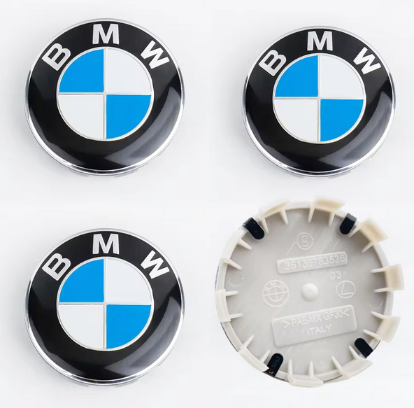 Колпачки ступицы BMW 68 мм оригинальный стиль, комплект 4 шт, эмблема на диски БМВ - изображение 2