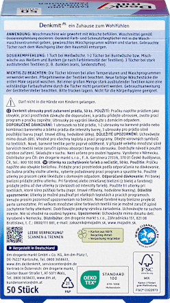Серветки для вловлення та проти передачі кольорів на текстилі Denkmit Farb- & Schmutzfangtücher 50 шт/ уп - зображення 5