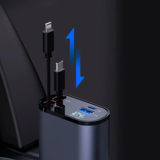 Автомобильное зарядное устройство LOW CC3-TL 4 в 1 60 Вт Type-C + Lightning со сверхбыстрой зарядкой (LOWCC3-TL) - изображение 5