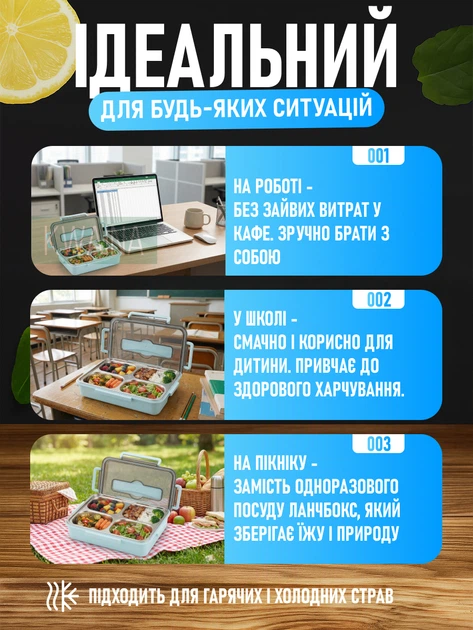 Ланч-бокс с подогревом на 1,5 л из нержавеющей стали, контейнер для еды на 4 отделения с приборами, судок термобокс - изображение 7