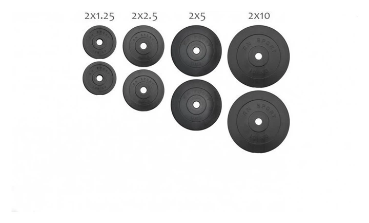 37 кг (2х1.25, 2х2.5, 2x5 та 2x10) дисків, покритих пластиком (31 мм) (RNS_RNbitset37) - изображение 6