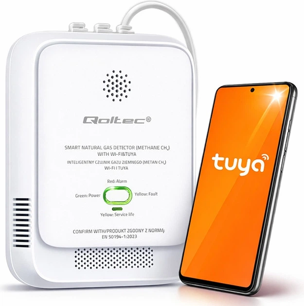 Датчик витоку природного газу Qoltec Wi-Fi 85 дБ LED (5901878526515) - зображення 4