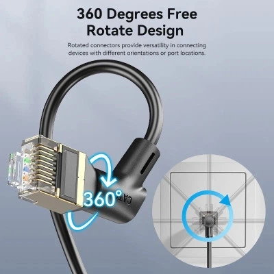 Патч-корд 1м STP cat 8 RJ-45 90° corner black VENTION (IKLBF) - Фото 8 Патч-корд 1м STP cat 8 RJ-45 90° corner black VENTION (IKLBF) - зображення 8
