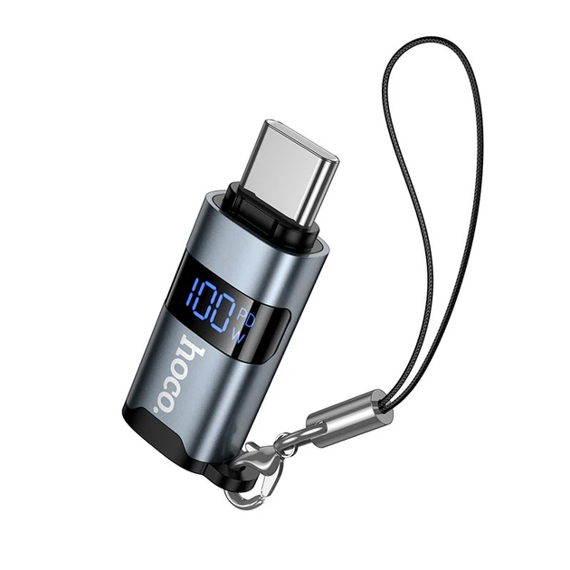 Перехідник HOCO Type-C male to Type-C female screen display adapter UA44A |PD 100W| grey - изображение 5