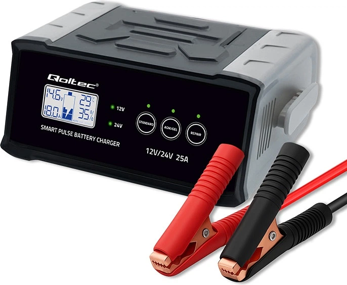 Inteligentna mikroprocesorowa ładowarka Qoltec do akumulatora AGM/GEL/SLA LCD 12-24 V 25 A (5901878525143) - Zdjęcie 6 Inteligentna mikroprocesorowa ładowarka Qoltec do akumulatora AGM/GEL/SLA LCD 12-24 V 25 A (5901878525143) - obraz 6
