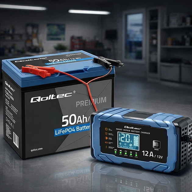 Inteligentna mikroprocesorowa ładowarka Qoltec do akumulatora AGM/GEL/LiFePO4 12 V 12 A (5901878526676) - obraz 11