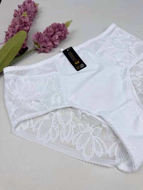 Слипы с цветочным кружевом 8204, 4XL (ОБ 126-133), Белый - изображение 2