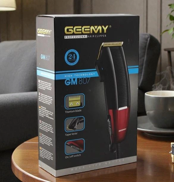 Професійна провідна машинка для стрижки волосся Geemy, дротова з низьким рівнем шуму та 4 насадками, Чорний (7О8) - изображение 3