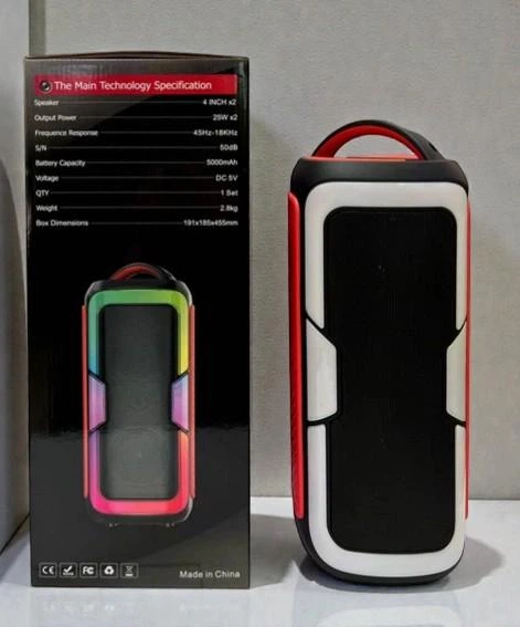 Портативная музыкальная колонка Bluetooth, 20Вт, 2 динамика, для прослушивания музыки в любом месте, Черный (7О44) - Фото 4 Портативная музыкальная колонка Bluetooth, 20Вт, 2 динамика, для прослушивания музыки в любом месте, Черный (7О44) - изображение 4