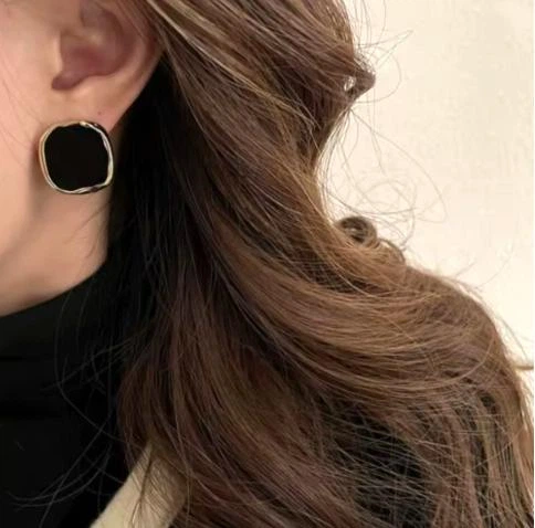Сережки делікатні Прямокутники jewelry Чорні - зображення 3