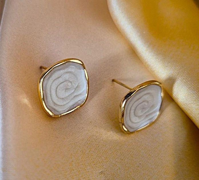 Сережки делікатні Прямокутники jewelry Білі - зображення 10