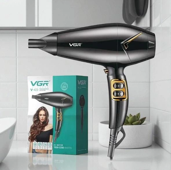 Профессиональный фен VGR для сушки и укладки волос 2200 Вт, с режимом холодного воздуха, Черный (324) - Фото 1 Профессиональный фен VGR для сушки и укладки волос 2200 Вт, с режимом холодного воздуха, Черный (324) - изображение 1