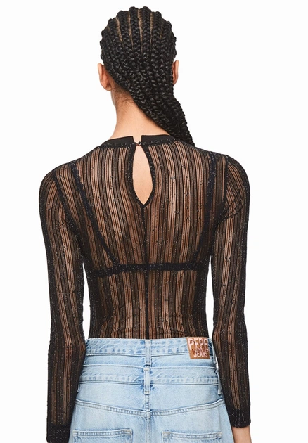 Жіноче боді від Pepe Jeans Dua Lipa Katie прозоро-чорне XS PL303714 999 XS - Фото 3 Жіноче боді від Pepe Jeans Dua Lipa Katie прозоро-чорне XS PL303714 999 XS - изображение 3