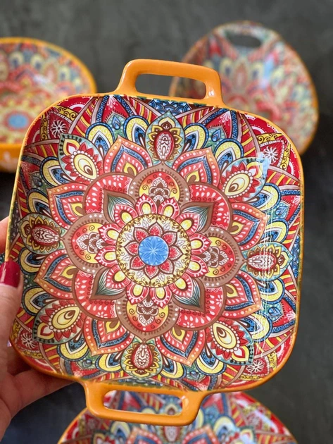 Салатник з ручками 23x18,5x4 «Мальований жовтий» - зображення 2