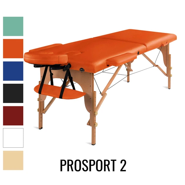 Складной деревянный массажный стол, двухсекционный Medimas Prosport-2, 195 x 70 cм, оранжевый - изображение 2