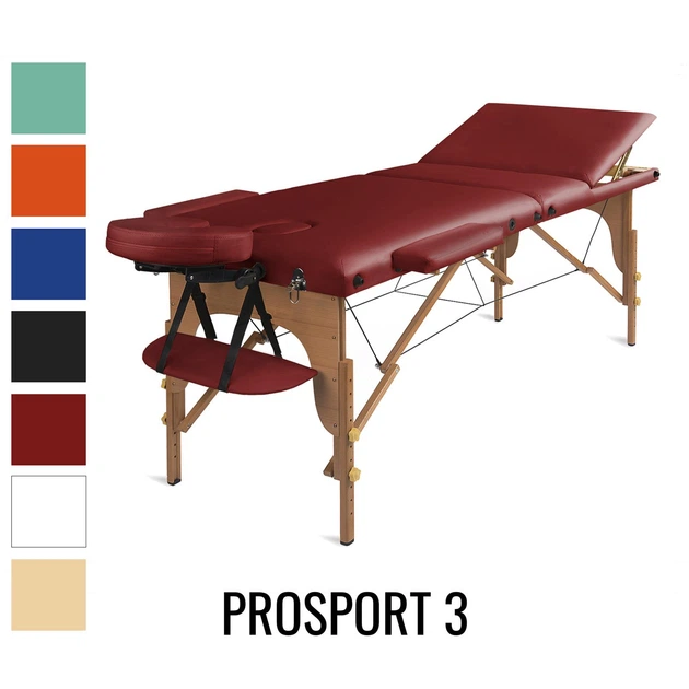 Складной деревянный массажный стол, трехсекционный Medimas Prosport-3, 195 x 70cm красный - изображение 2