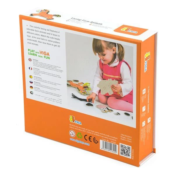Деревянная шнуровка Viga Toys Фермерские зверята (51325) - Фото 3 Деревянная шнуровка Viga Toys Фермерские зверята (51325) - изображение 3