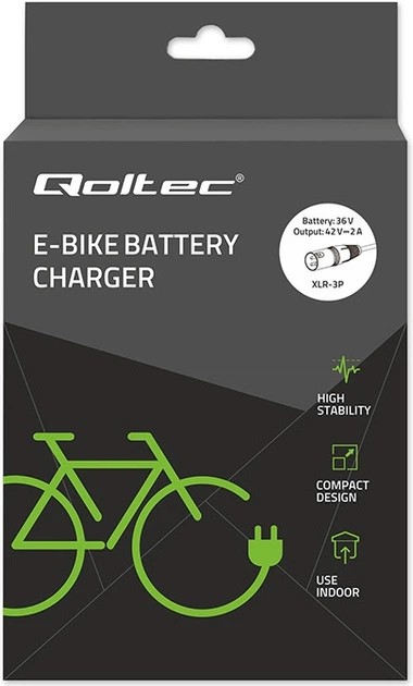 Зарядний пристрій для електровелосипеда Qoltec 36 В 42 В 2 A 3P XLR 18 мм (5901878526157) - зображення 13