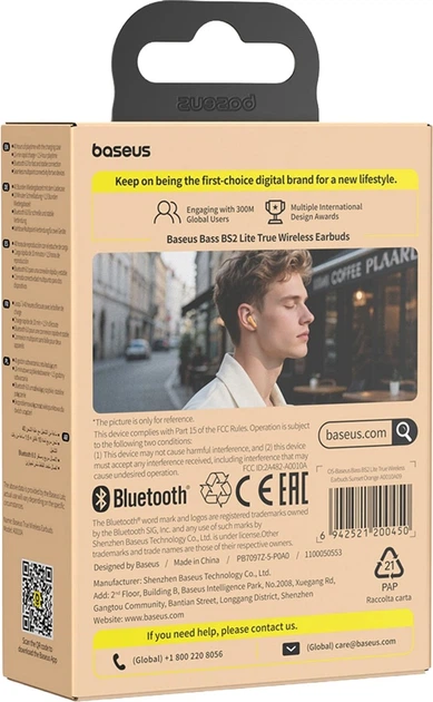 Słuchawki Baseus Bass BS2 Lite TWS Orange (A0010A09) - obraz 6