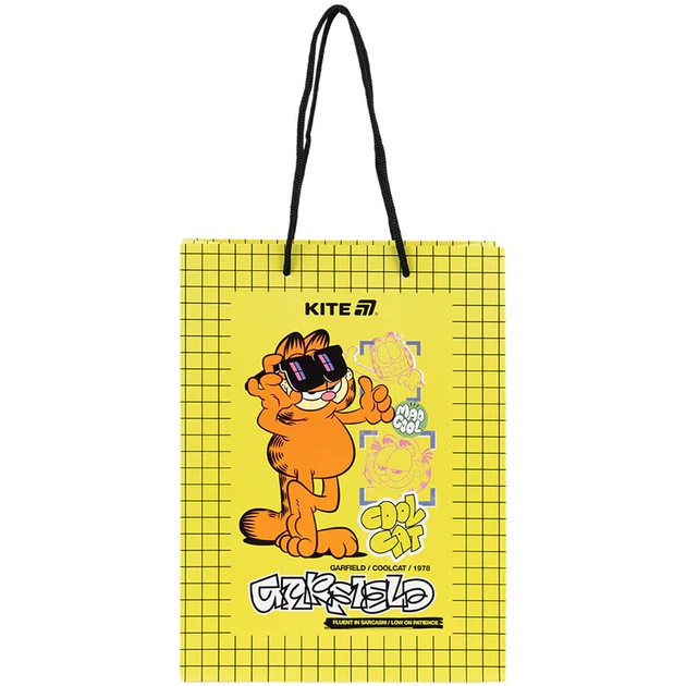 Набір пакетів паперових подарункових Kite Garfield 18х24 см х 5 шт (GF25-265) - Фото 3 Набір пакетів паперових подарункових Kite Garfield 18х24 см х 5 шт (GF25-265) - зображення 3