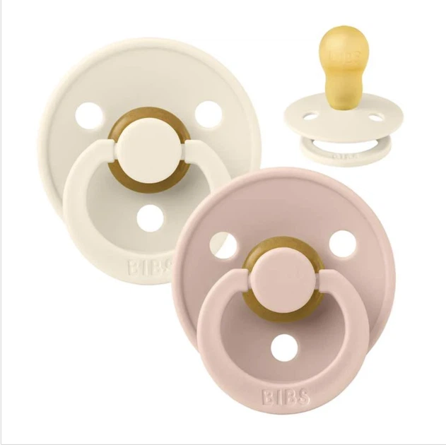 Пустушка BIBS 18+ m Latex Round Blush / Ivory, 2 шт - Фото 1 Пустушка BIBS 18+ m Latex Round Blush / Ivory, 2 шт - зображення 1