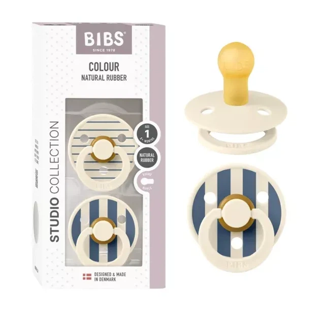 Соска BIBS 0-6 m Colour Latex (круглая) Pin – Ivory / Steel Blue Mix, 2 шт - изображение 2