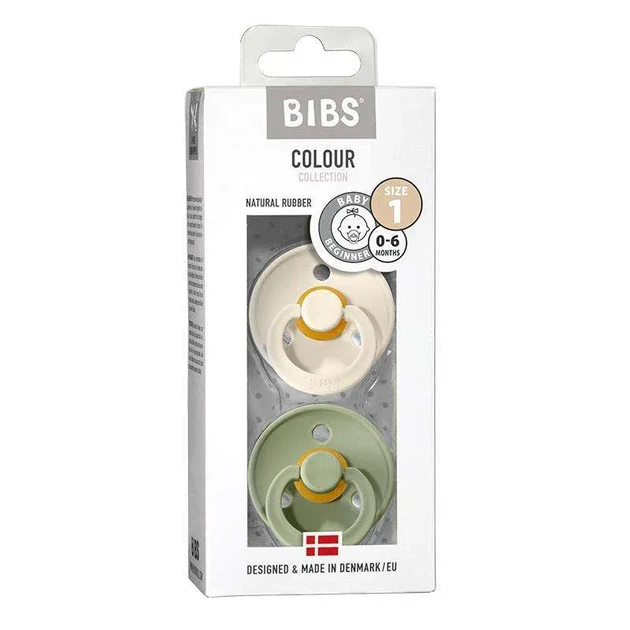 Пустушка BIBS 0-6 m Colour Latex Round Ivory / Sage, 2 шт (кругла) - Фото 3 Пустушка BIBS 0-6 m Colour Latex Round Ivory / Sage, 2 шт (кругла) - зображення 3