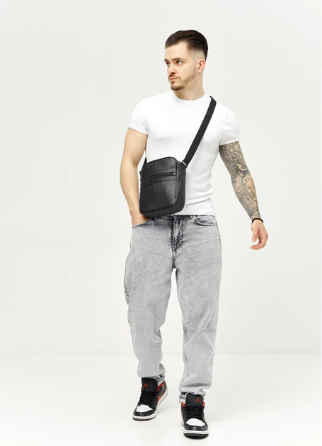 Мужская сумка мессенджер Sambag Makros черная 23 × 19 × 7 см (70278001m) - Фото 3 Мужская сумка мессенджер Sambag Makros черная 23 × 19 × 7 см (70278001m) - изображение 3