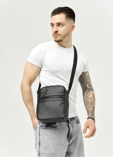 Мужская сумка мессенджер Sambag Makros черная 23 × 19 × 7 см (70278001m) - Фото 6 Мужская сумка мессенджер Sambag Makros черная 23 × 19 × 7 см (70278001m) - изображение 6