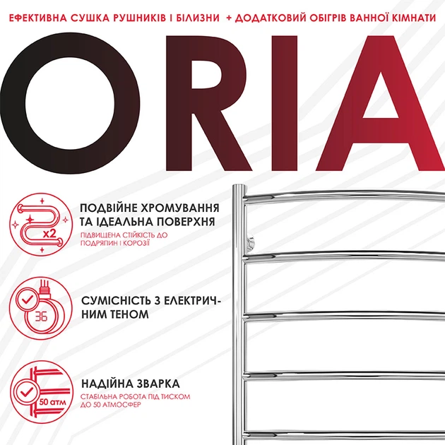 Рушникосушка Onlyheat Oria 500/800/7 - зображення 3