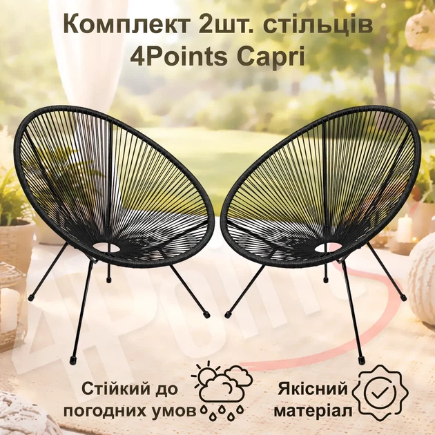 Комплект 2шт. садовых стульев 4Points SC-093KD Capri черный - изображение 2