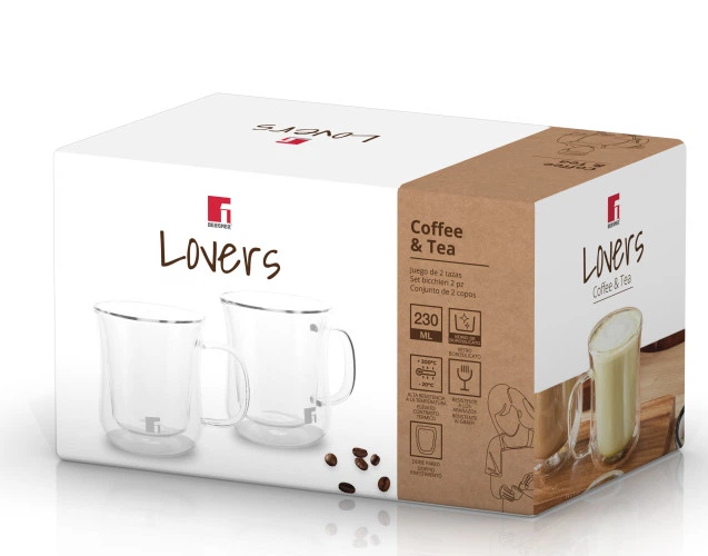 Набор стеклянных чашек Bergner Coffee & tea lovers 230мл 2 предмета (BG-20115-MM) - Фото 4 Набор стеклянных чашек Bergner Coffee & tea lovers 230мл 2 предмета (BG-20115-MM) - изображение 4