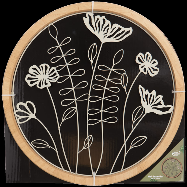 Настенный декор Home Accents круглый деревянный с цветочным узором - изображение 2