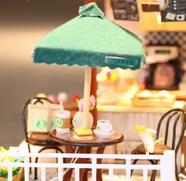 3D Румбокс DIY DollHouse "Coffee Time" кафе+ Пылезащитный купол C006Z - изображение 5