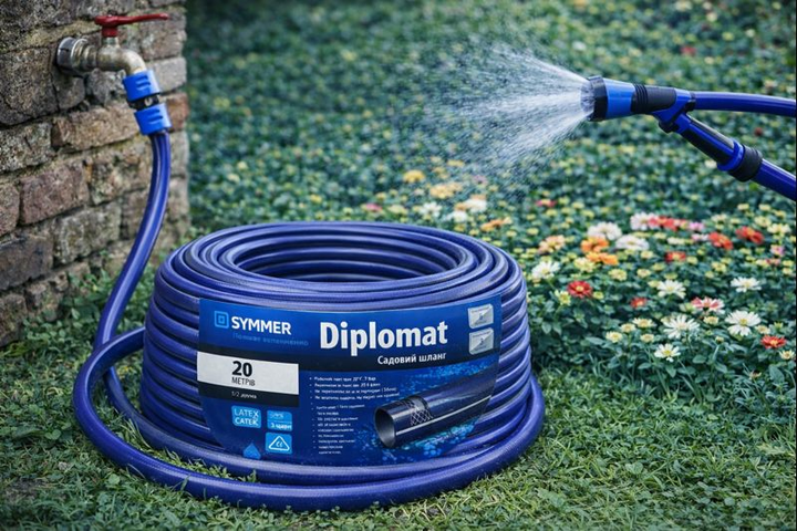 Шланг садовый SYMMER Garden Diplomat двухслойный армированный ПВХ 3/4″/20 м - изображение 7