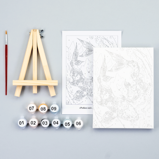 Картина за номерами, Рибки кої , 15х20см, з мольбертом, ROSA START - изображение 2