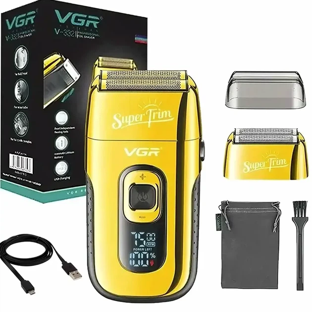 Электробритва VGR Super Trim V-332 золотая с дисплеем аккумуляторная USB 150 минут работы 3 скорости - изображение 8