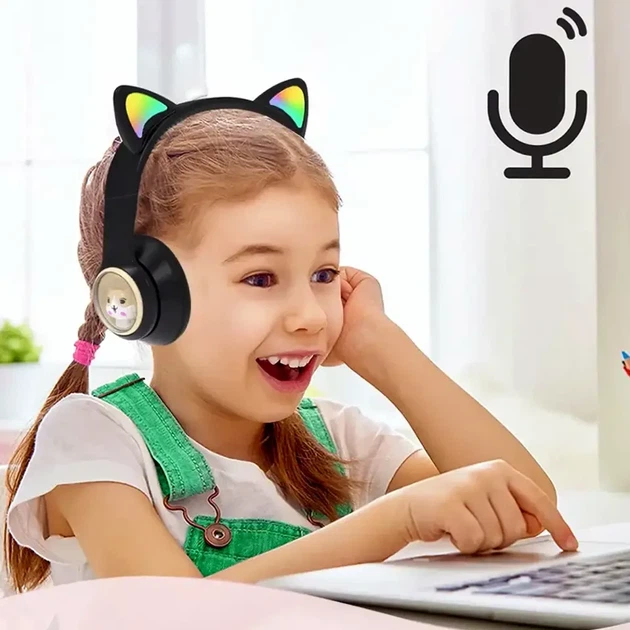 Бездротові Bluetooth навушники з котячими вушками 400 мАг до 10 години чорні для дітей модель MDR CAT + BT - Фото 6 Бездротові Bluetooth навушники з котячими вушками 400 мАг до 10 години чорні для дітей модель MDR CAT + BT - зображення 6