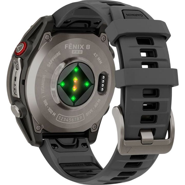 Смарт-часы Garmin Fenix 8 Pro AMOLED Sapphire 47mm Carbon Gray DLC Titanium with Graphite/Black Silicone Band (010-03198-11) - Фото 5 Смарт-часы Garmin Fenix 8 Pro AMOLED Sapphire 47mm Carbon Gray DLC Titanium with Graphite/Black Silicone Band (010-03198-11) - изображение 5