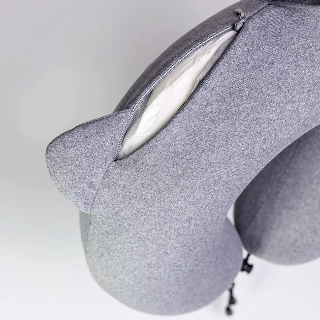 Подушка для шеи U-образная Memory Foam темно-серая 30х30х10 см для авиаперелетов и путешествий - зображення 3
