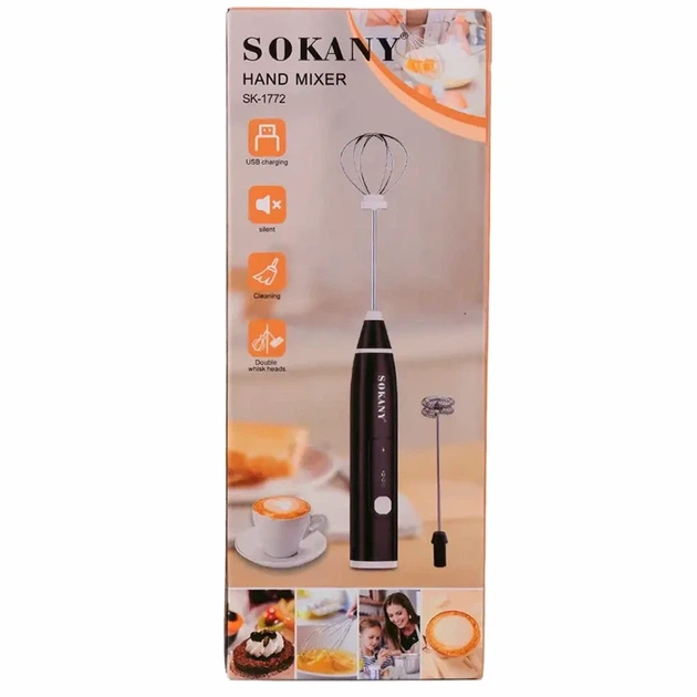 Капучинатор Sokany SK-1772 аккумуляторный 20 Вт 1200 мАч белый для приготовления молочной пенки - изображение 4