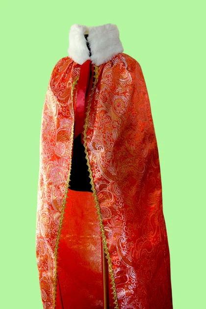 Мантия Королевы. Плащ Короля. Парча красная. Длинна 129 см. НК137 - Фото 4 Мантия Королевы. Плащ Короля. Парча красная. Длинна 129 см. НК137 - изображение 4