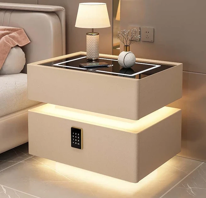 Тумбочка для дому з Bluetooth Бездротовою зарядкою і RGB-підсвіткою OKOP KP-589 Біла - Фото 5 Тумбочка для дому з Bluetooth Бездротовою зарядкою і RGB-підсвіткою OKOP KP-589 Біла - зображення 5