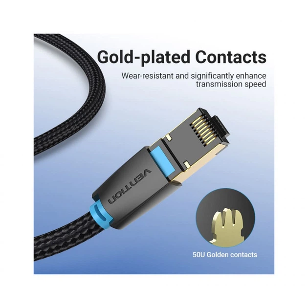 Патч-корд 5м, S/FTP cat 8 RJ-45 COPPER black Vention (IKGBJ) - Фото 7 Патч-корд 5м, S/FTP cat 8 RJ-45 COPPER black Vention (IKGBJ) - изображение 7
