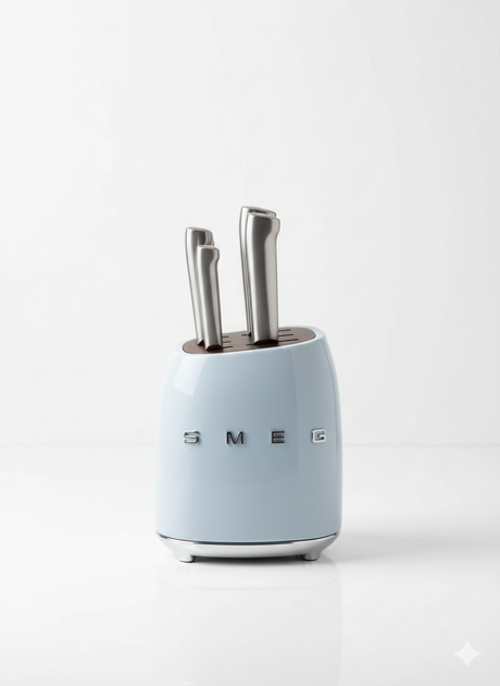 Набір ножів з підставкою Smeg 6 ножів блакитний KBSF02CR - Фото 1 Набір ножів з підставкою Smeg 6 ножів блакитний KBSF02CR - изображение 1