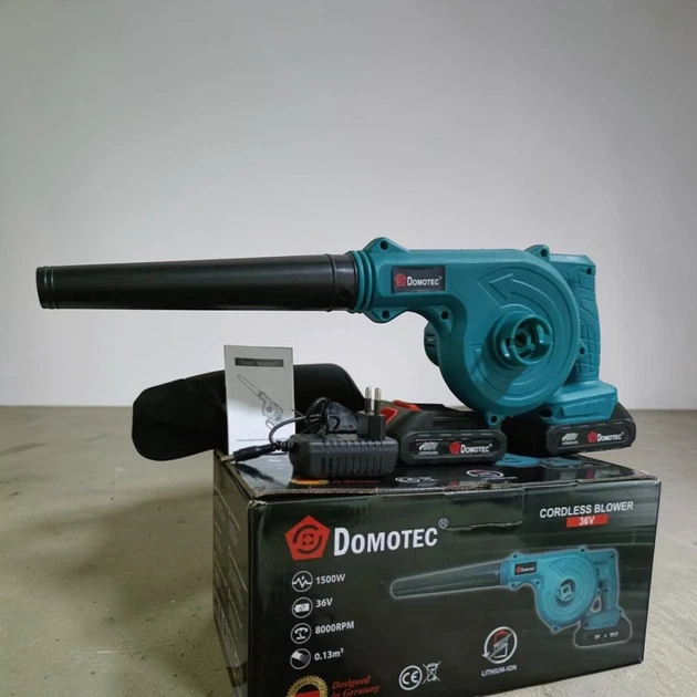 Садова повітродувка Domotec 36V 1500W Садовий пилосос, 2 акумулятори в комплекті - Фото 2 Садова повітродувка Domotec 36V 1500W Садовий пилосос, 2 акумулятори в комплекті - зображення 2
