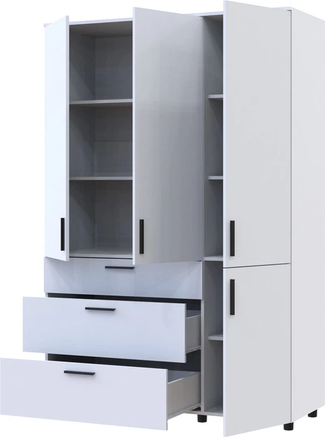 Шкаф для одежды Doros Торн 3 ДСП/3Ш (полки) 135х51.6х200 см Белый (44900486) - изображение 2
